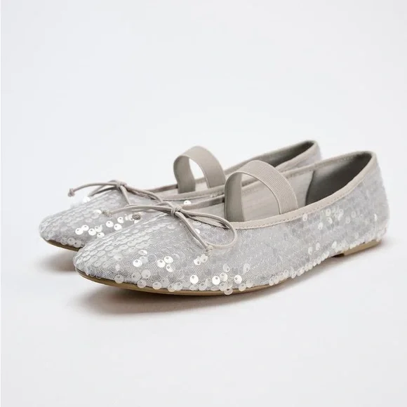 Zara Sequin Ballet Flats US 7.5 - Picture 3 of 6